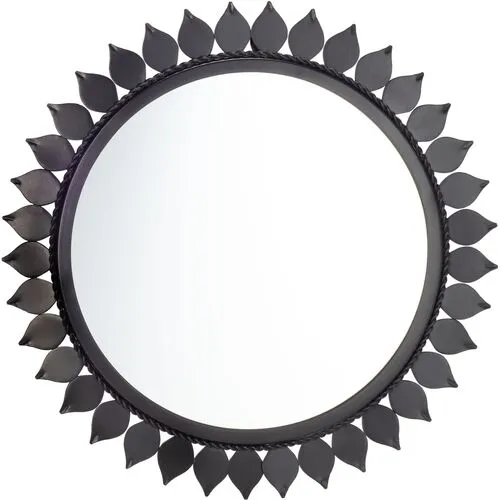 Nia 21" Round Wall Mirror - Matte Black
