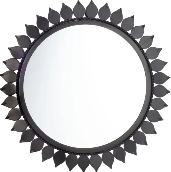 Nia 21" Round Wall Mirror, Matte Black