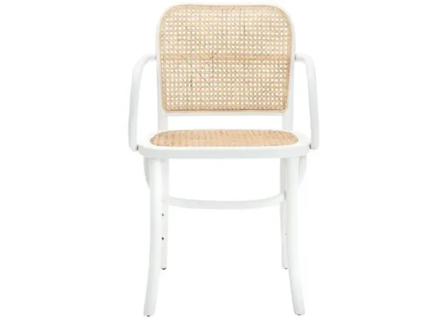 Dorinda Cane Dining Chair - White/Natural - Beige