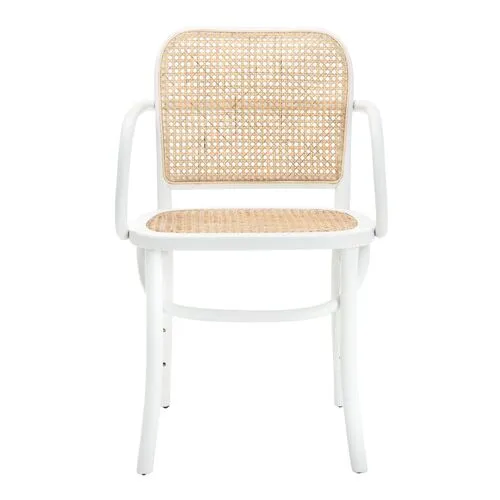 Dorinda Cane Dining Chair - White/Natural - Beige