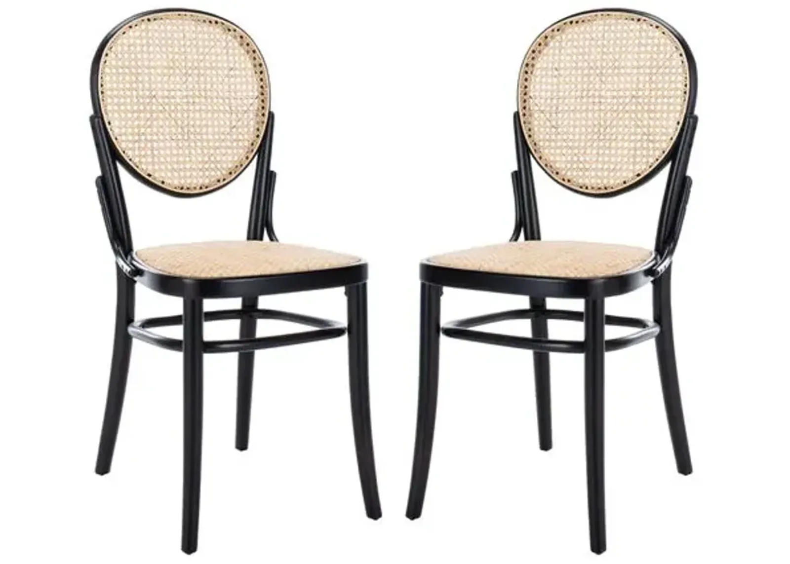 Set of 2 Cara Cane Dining Chairs - Black/Natural