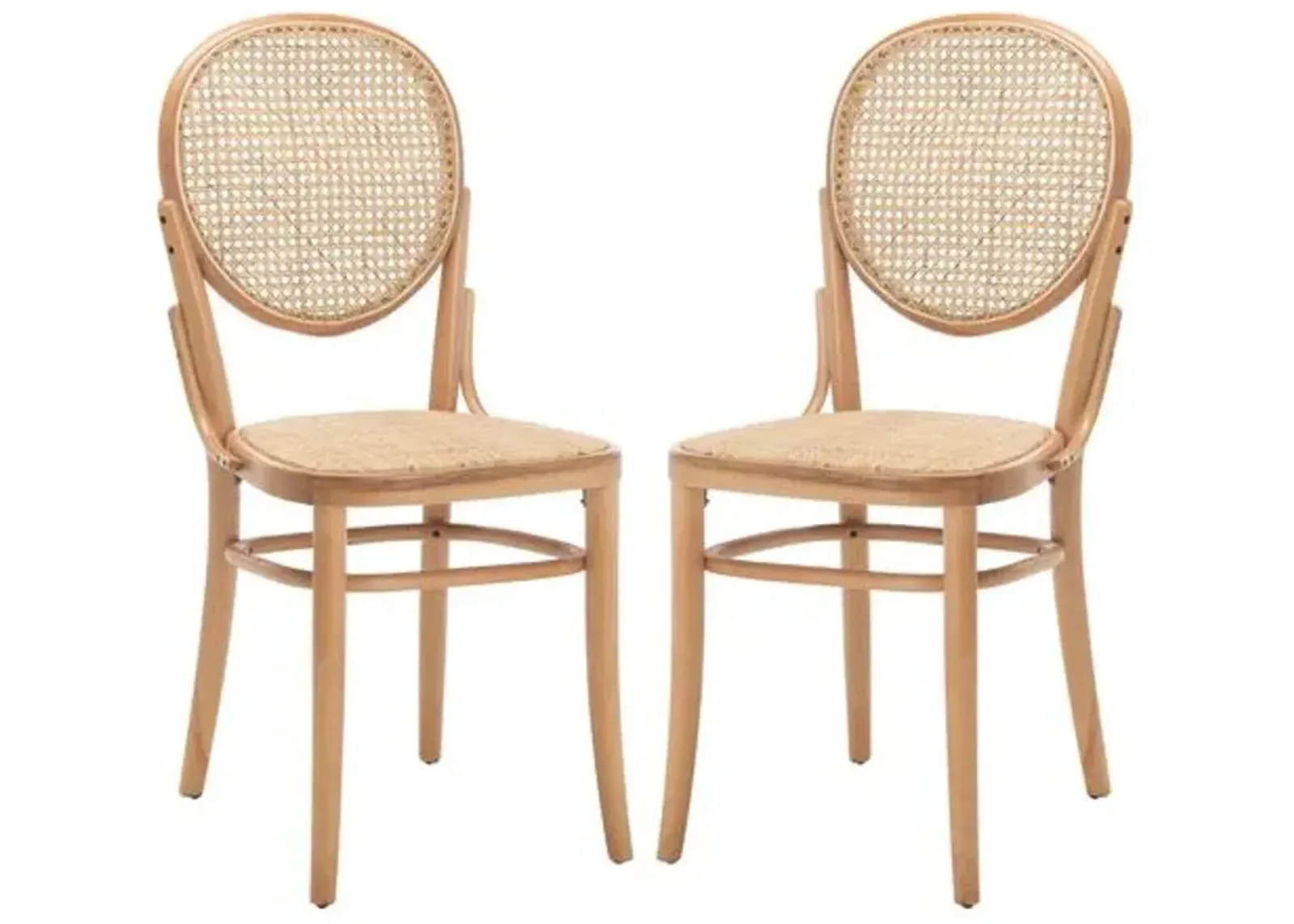 Set of 2 Cara Cane Dining Chairs - Natural - Brown