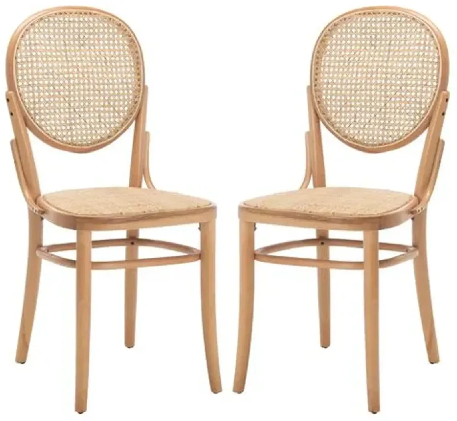 Set of 2 Cara Cane Dining Chairs - Natural - Brown