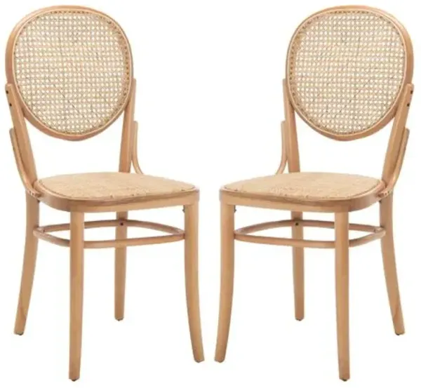 Set of 2 Cara Cane Dining Chairs - Brown