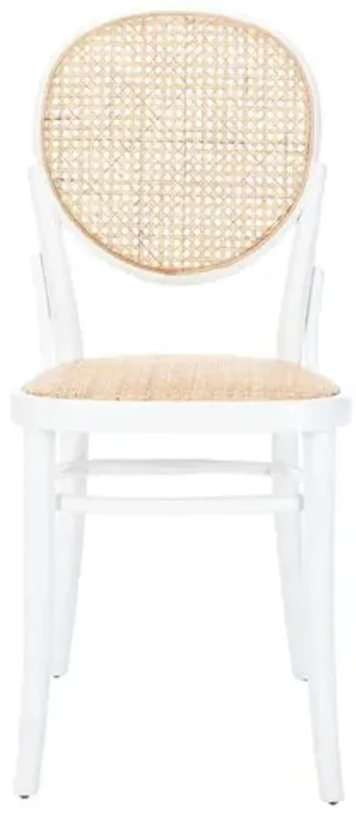 Set of 2 Cara Cane Dining Chairs - White/Natural - Beige