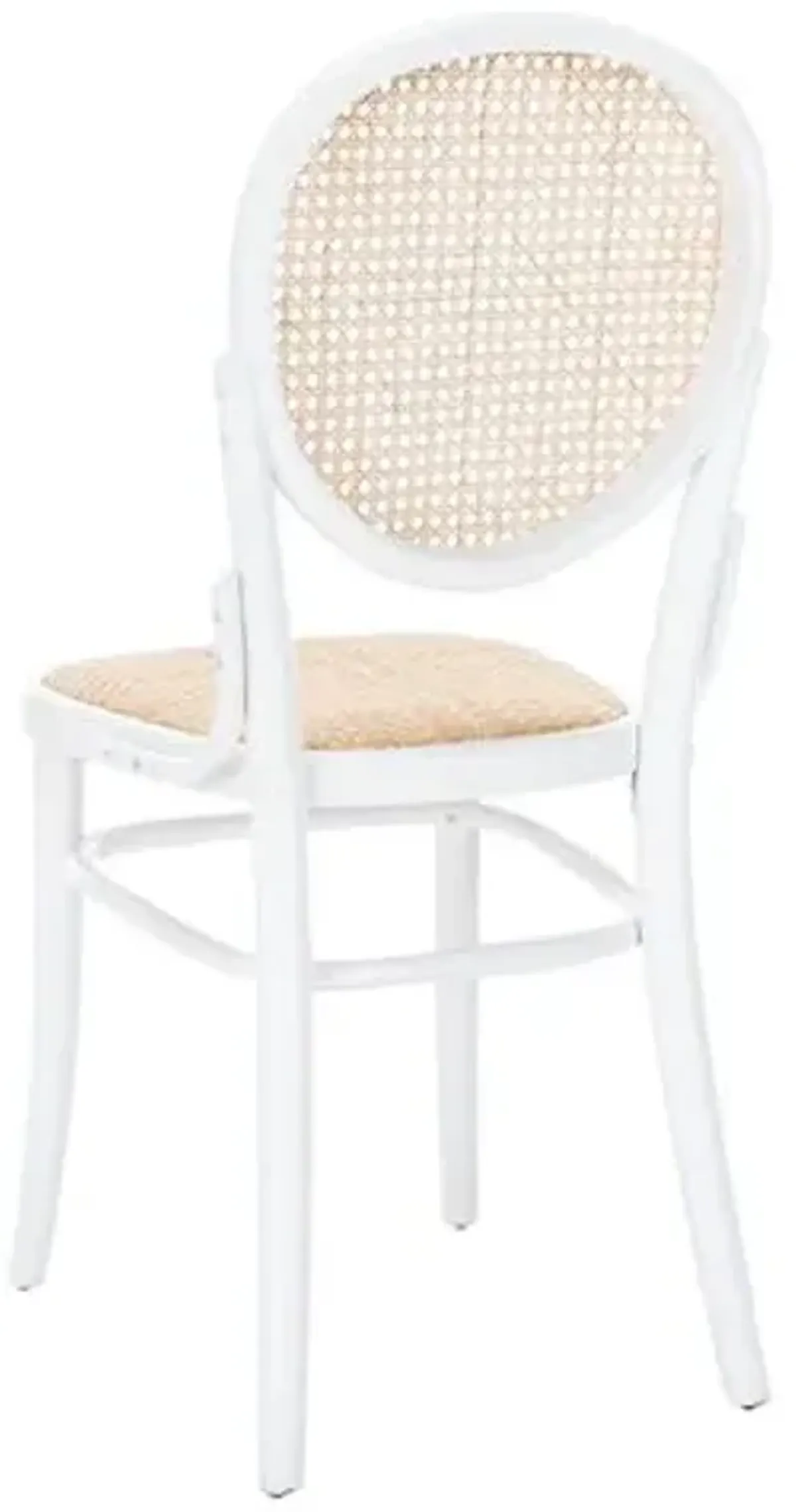 Set of 2 Cara Cane Dining Chairs - White/Natural - Beige