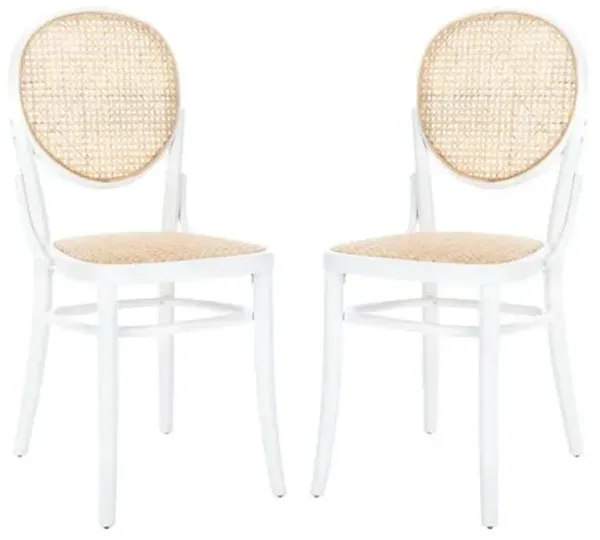 Set of 2 Cara Cane Dining Chairs - Beige