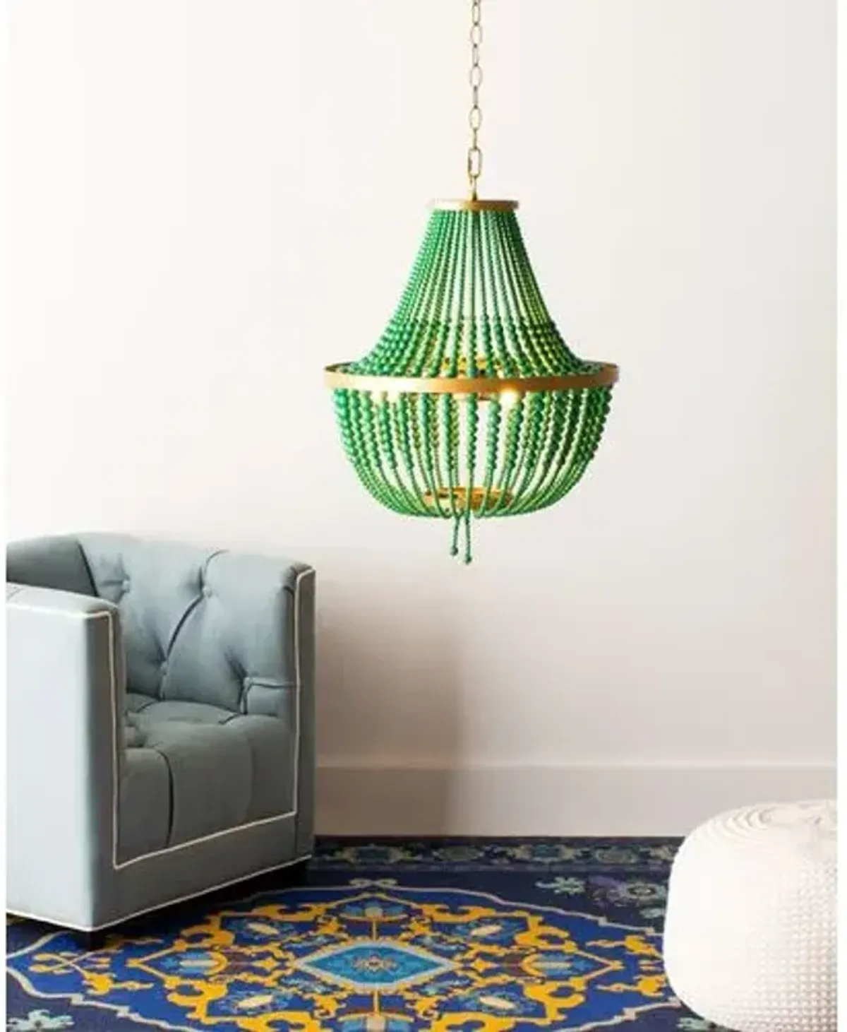 Pria Beaded Chandelier - Green/Gold