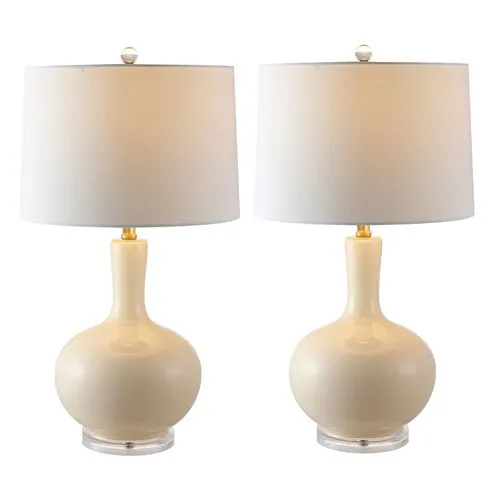 Set of 2 Lily Table Lamps - Cream