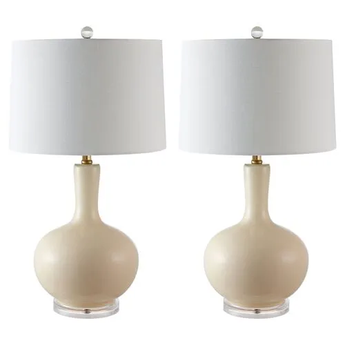 Set of 2 Lily Table Lamps - Cream