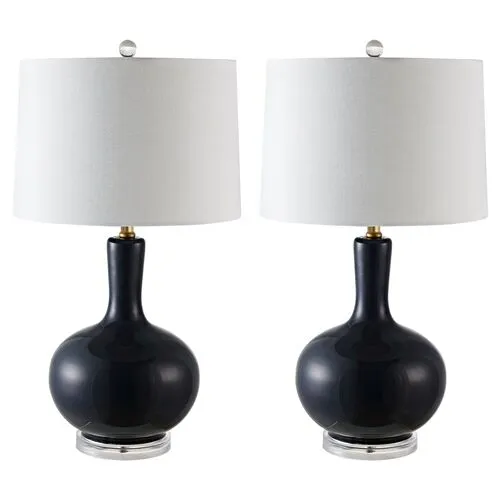 Set of 2 Lily Table Lamps - Navy