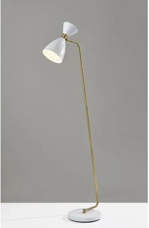 Aiden Floor Lamp - White/Brass