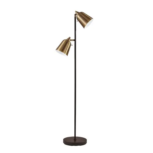 Ryker Floor Lamp - Black/Antique Brass