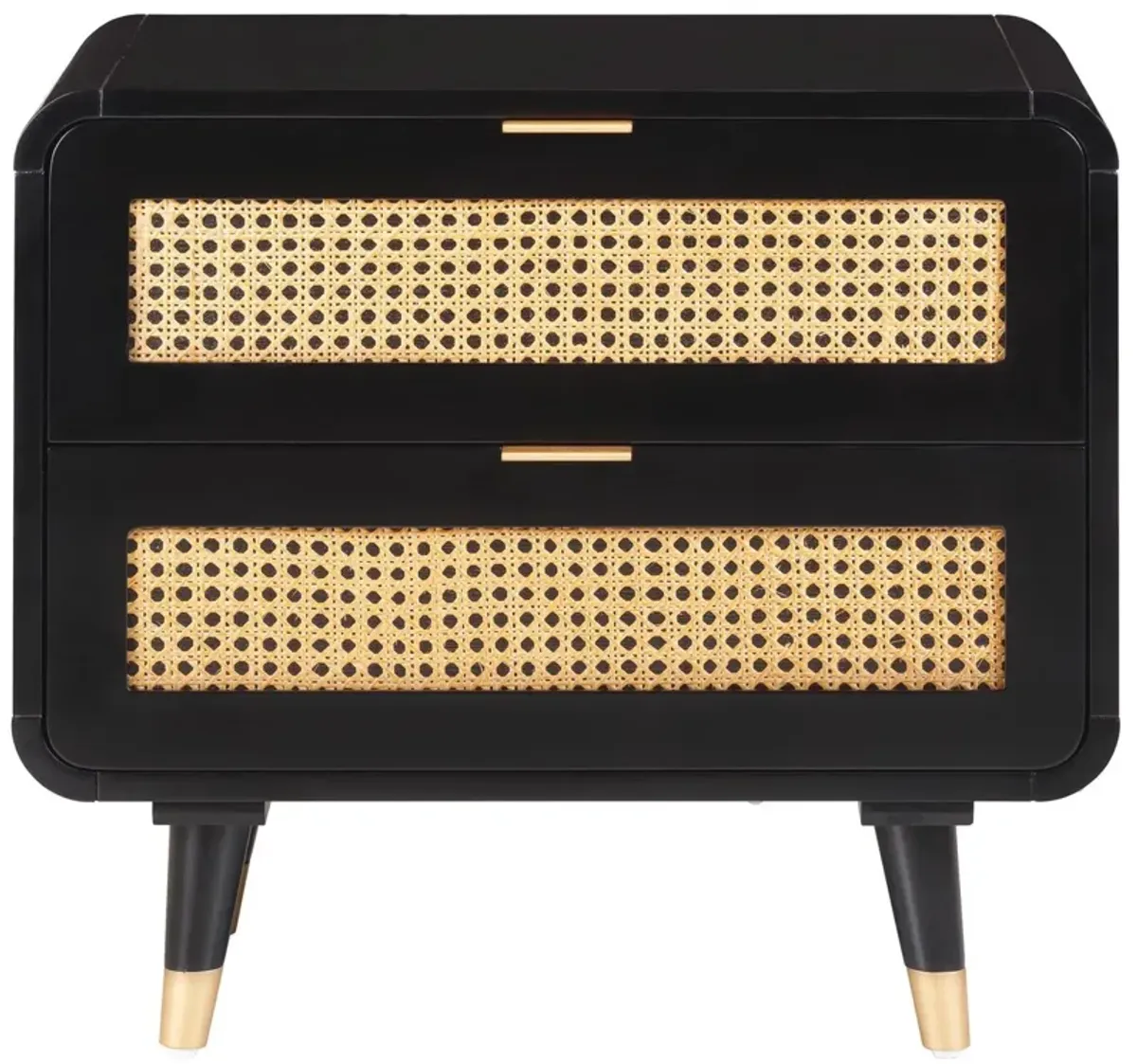 Elle Cane Nightstand, Black/Brown