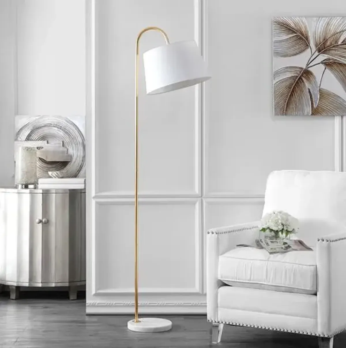 Madeline Floor Lamp - Gold Leaf/White