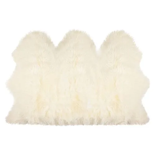 3'x5' Mary Handmade Sheepskin Rug - Natural - Handcrafted - Ivory - Ivory