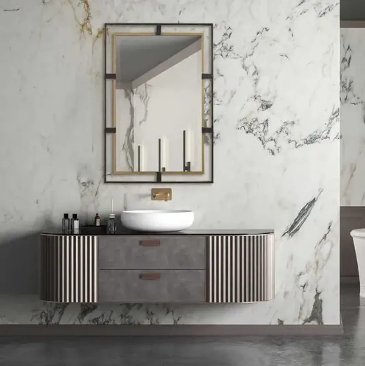 Kevin Rectangle Wall Mirror - Gold