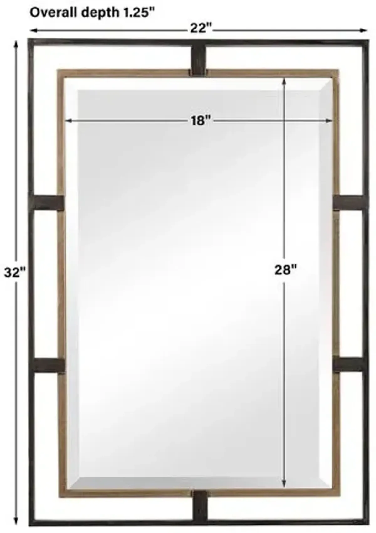 Kevin Rectangle Wall Mirror - Gold