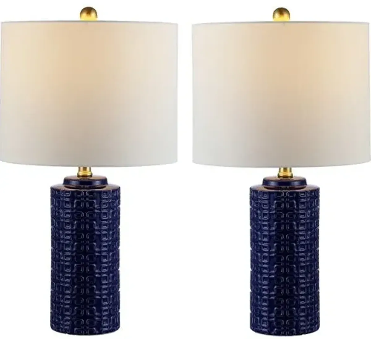 Set of 2 Alex Ceramic Table Lamps - Navy Blue