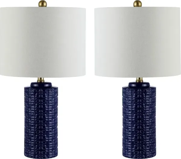 Set of 2 Alex Ceramic Table Lamps - Navy Blue
