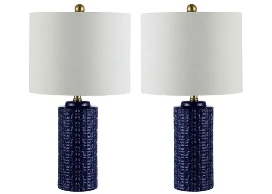 Set of 2 Alex Ceramic Table Lamps - Navy Blue