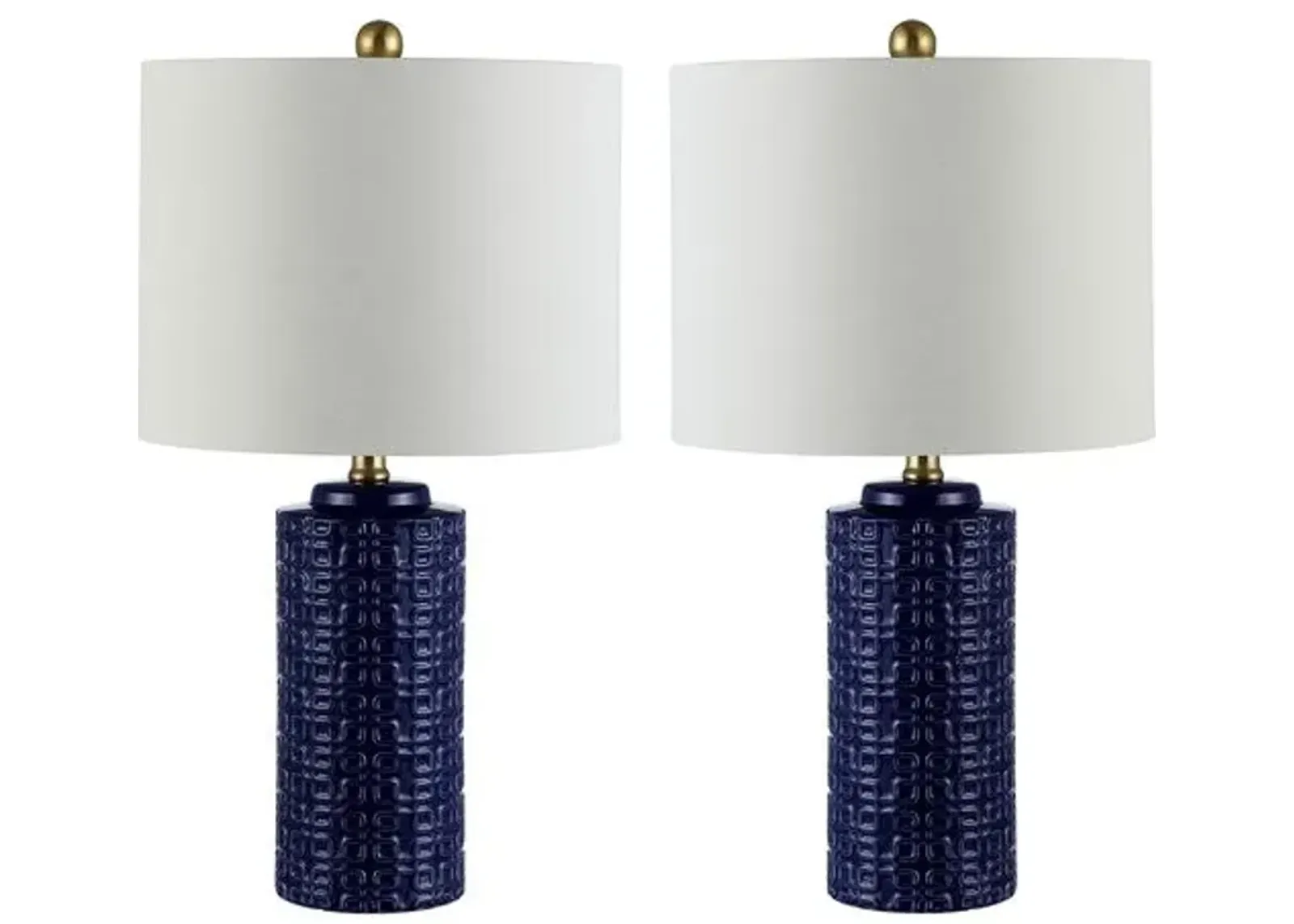 Set of 2 Alex Ceramic Table Lamps - Navy Blue