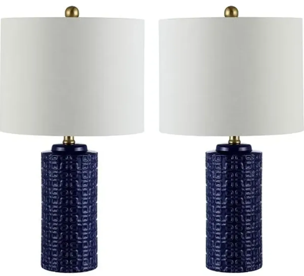 Set of 2 Alex Ceramic Table Lamps - Navy Blue