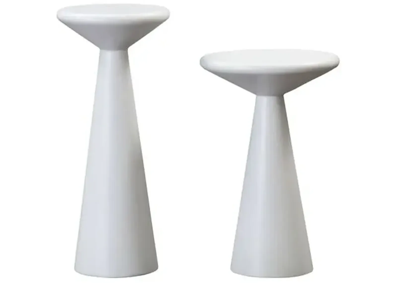 Set of 2 Harper Accent Tables - White - 20H x 8.5Dia in; 16H x 10.5Dia in