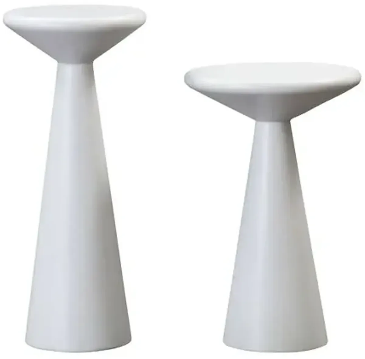 Set of 2 Harper Accent Tables - White - 20H x 8.5Dia in; 16H x 10.5Dia in