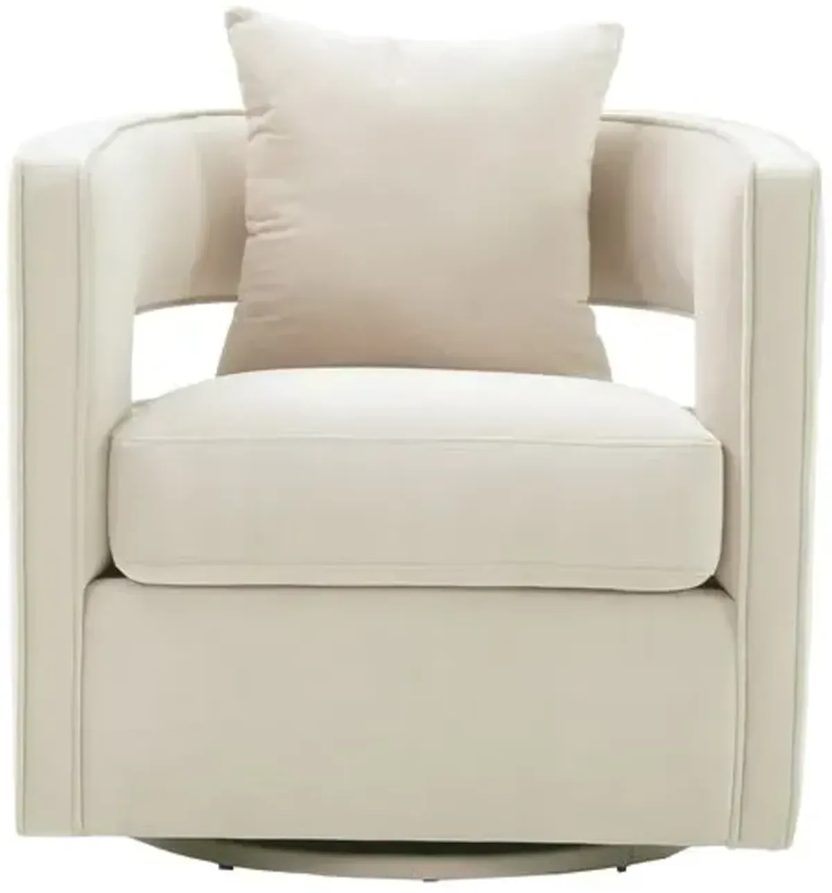 Maura Velvet Swivel Chair - Cream - Handcrafted