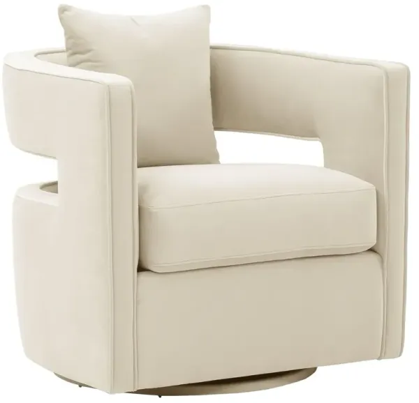 Maura Velvet Swivel Chair, Cream