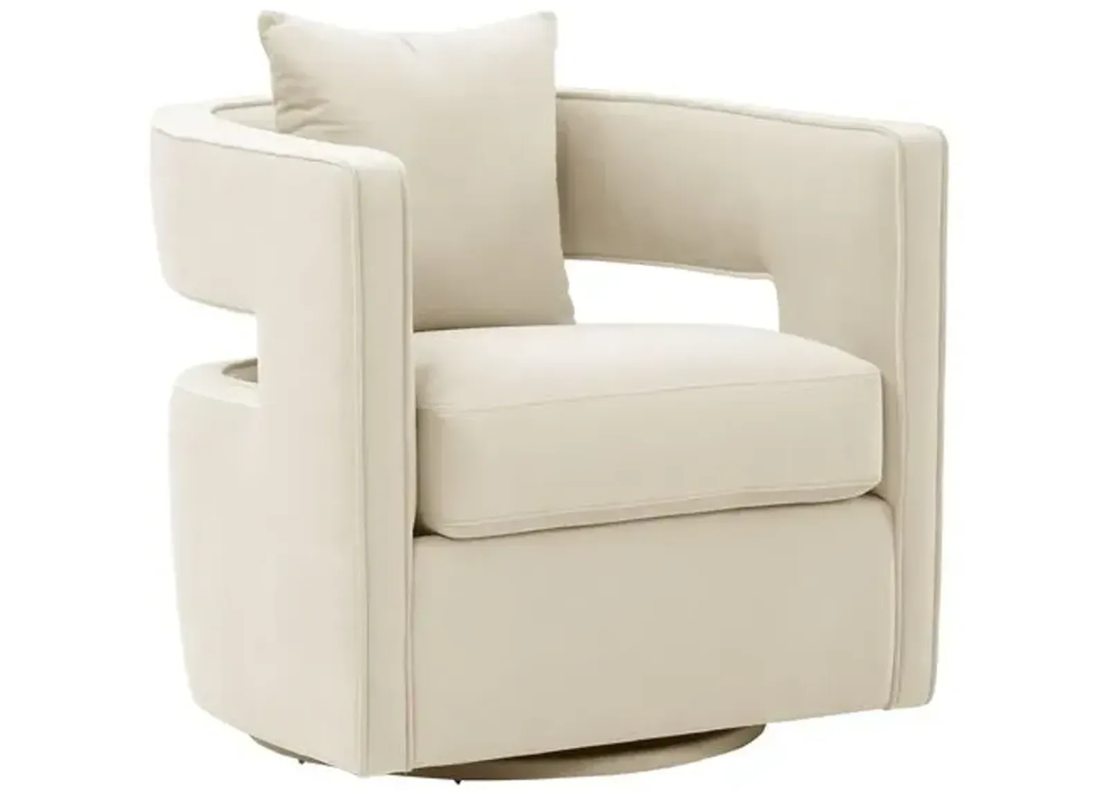 Maura Velvet Swivel Chair - Cream - Handcrafted