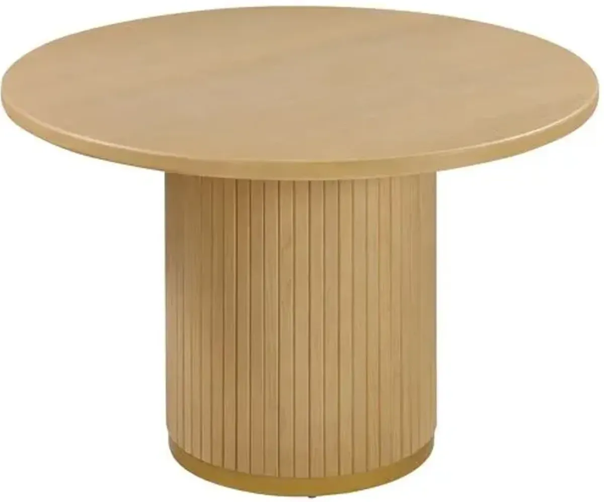 Aurora Fluted 47" Round Dining Table - Natural Ash - Handcrafted