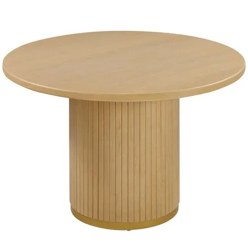 Aurora Fluted 47" Round Dining Table - Natural Ash - Handcrafted