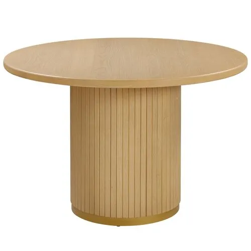 Aurora Fluted 47" Round Dining Table - Natural Ash - Handcrafted