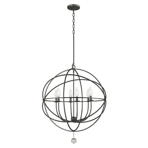 Solaris 6-Light Sphere Chandelier - English Bronze - Crystorama - Black