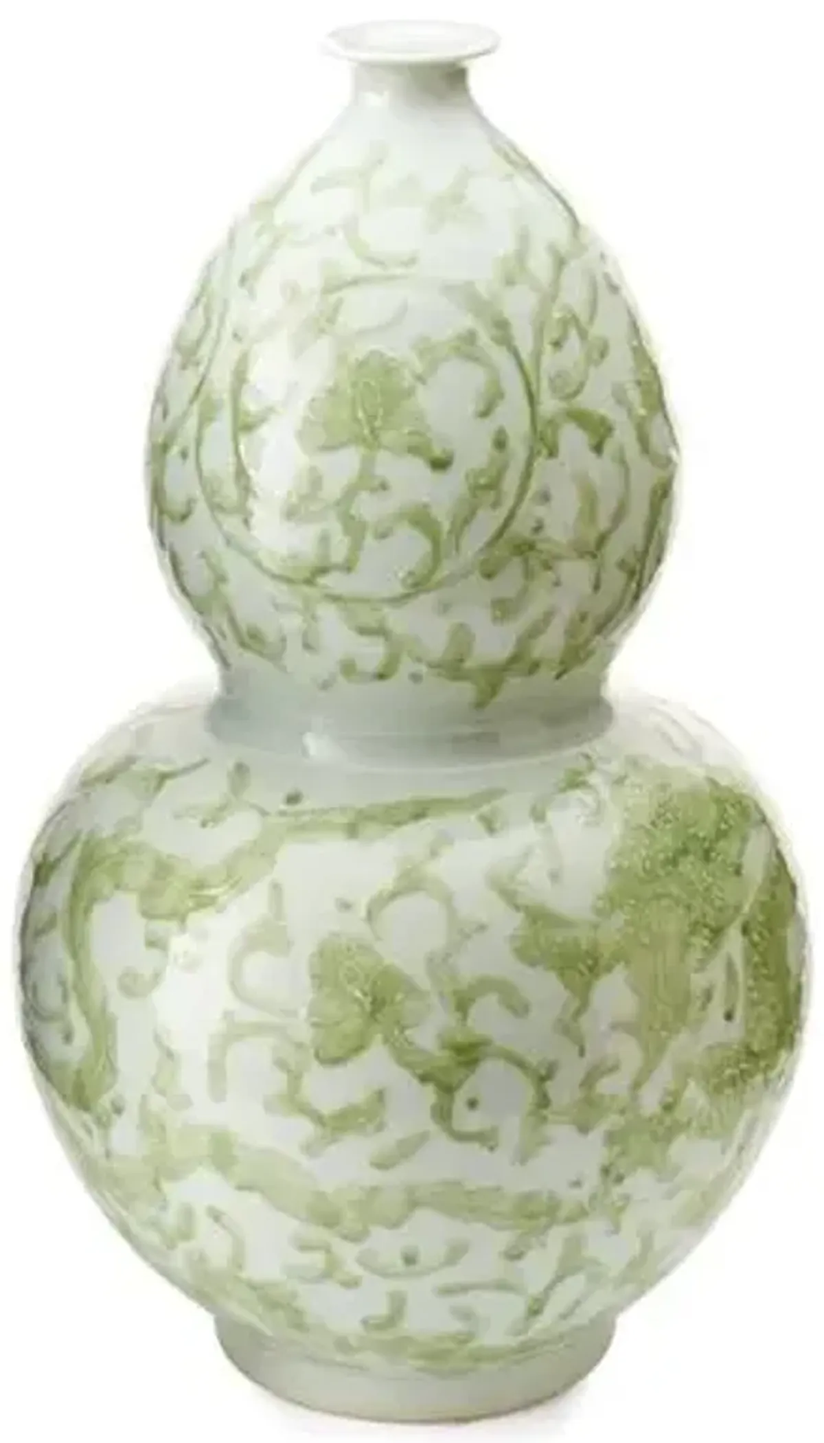 21" Porcelain Dragon Gourd Vase - Green