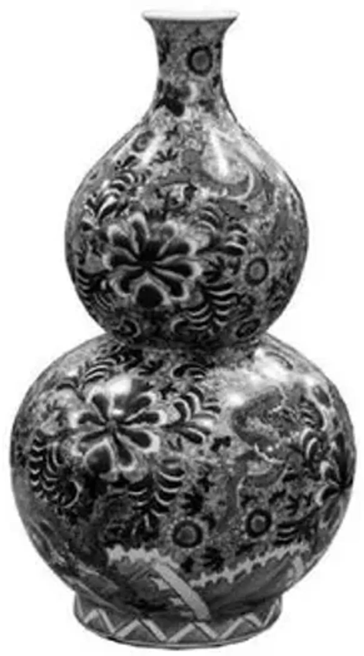 24" Dragon Gourd Vase - Black/White - Handcrafted