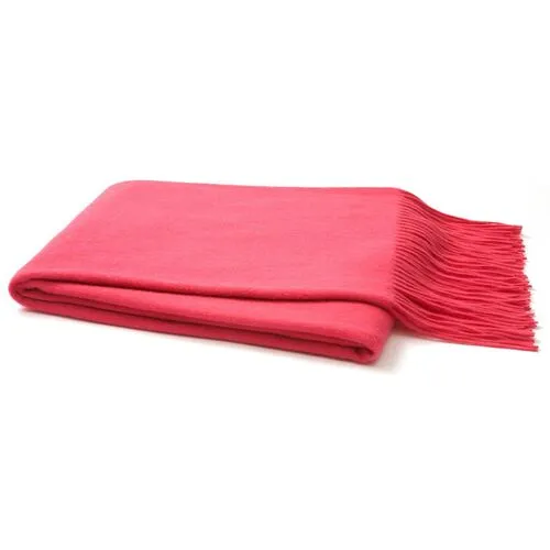 Solid Cashmere Throw - Pink - Lightweight, Soft, Warm, Fringed