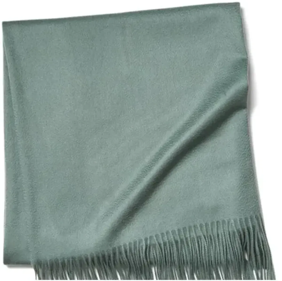 Solid Cashmere Throw - Spa Green - Lightweight, Soft, Warm, Fringed