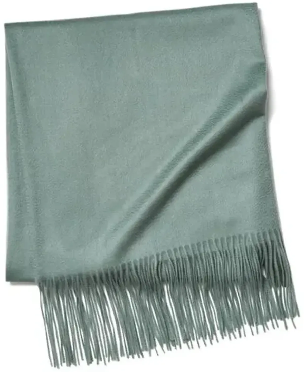 Solid Cashmere Throw - Spa Green - Lightweight, Soft, Warm, Fringed