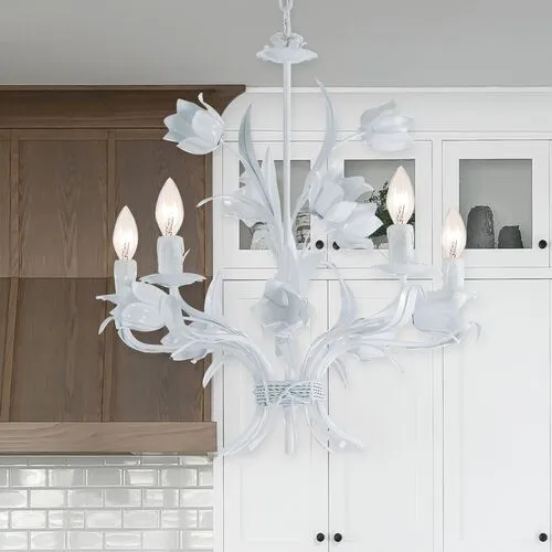 Amour 5-Light Flora Chandelier - Gloss White - Crystorama