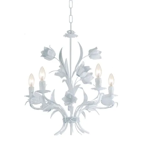 Amour 5-Light Flora Chandelier - Gloss White - Crystorama