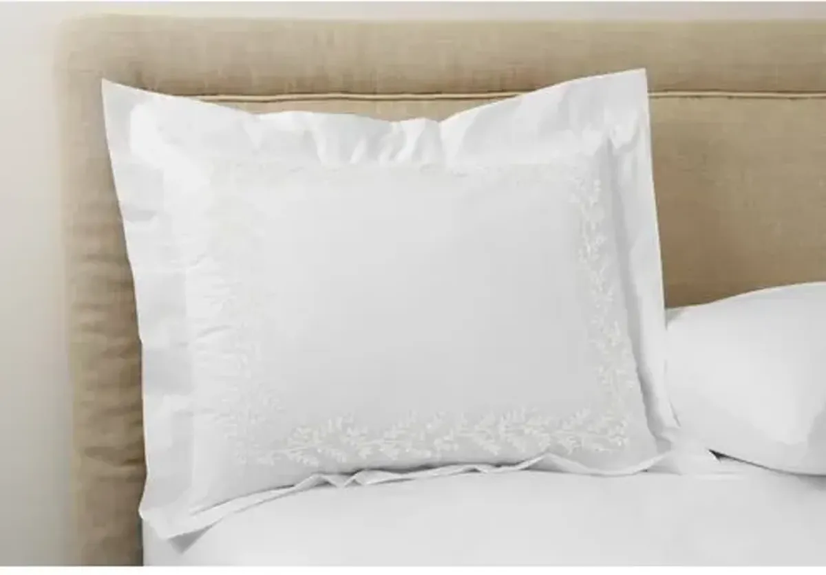 Willow Embroidered Sham - Hamburg House - White