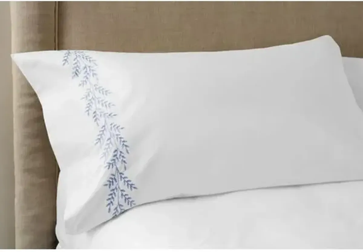 Set of 2 Willow Pillowcases - White/Blue - Hamburg House