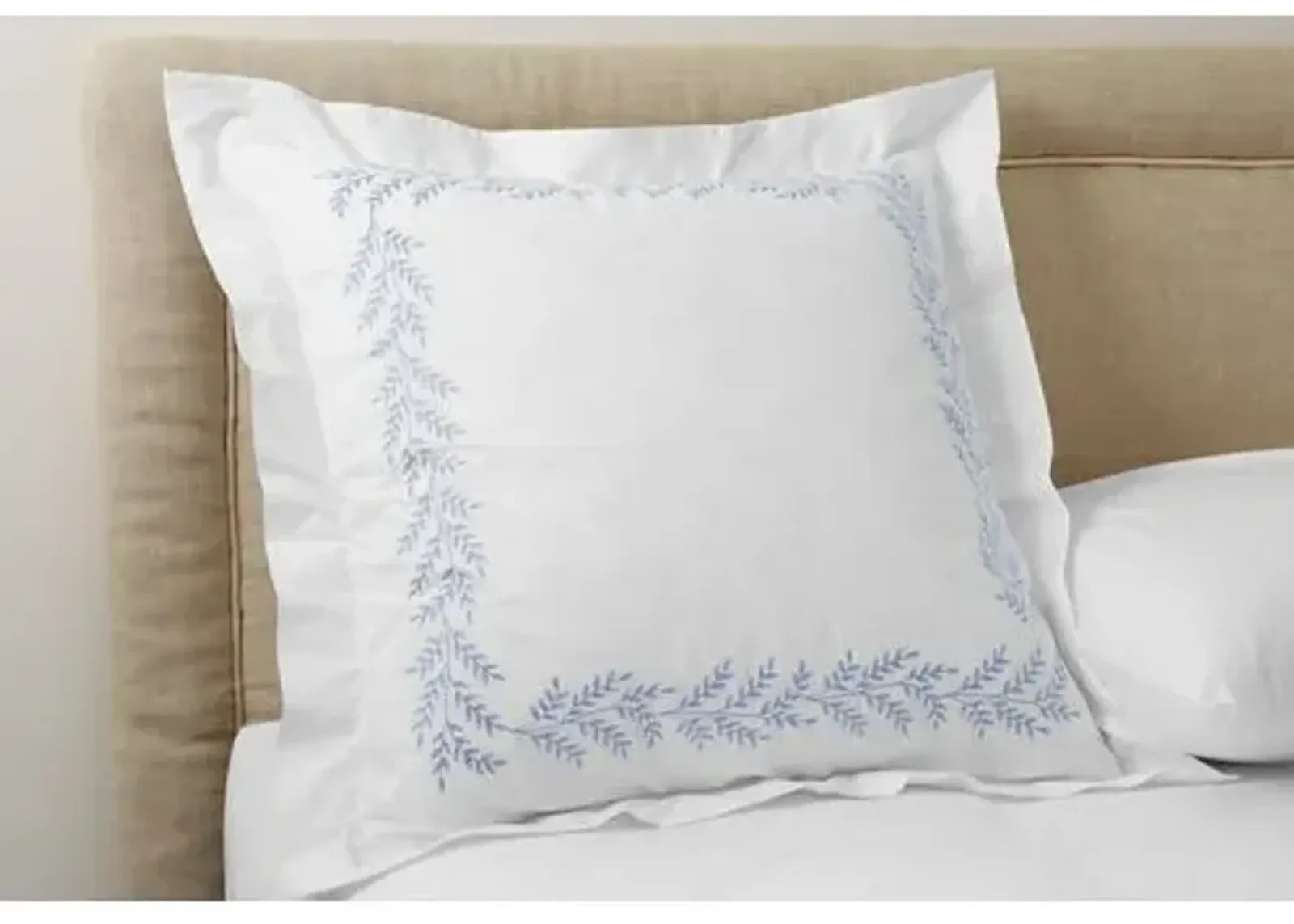 Willow Euro Sham - Blue - Hamburg House - White