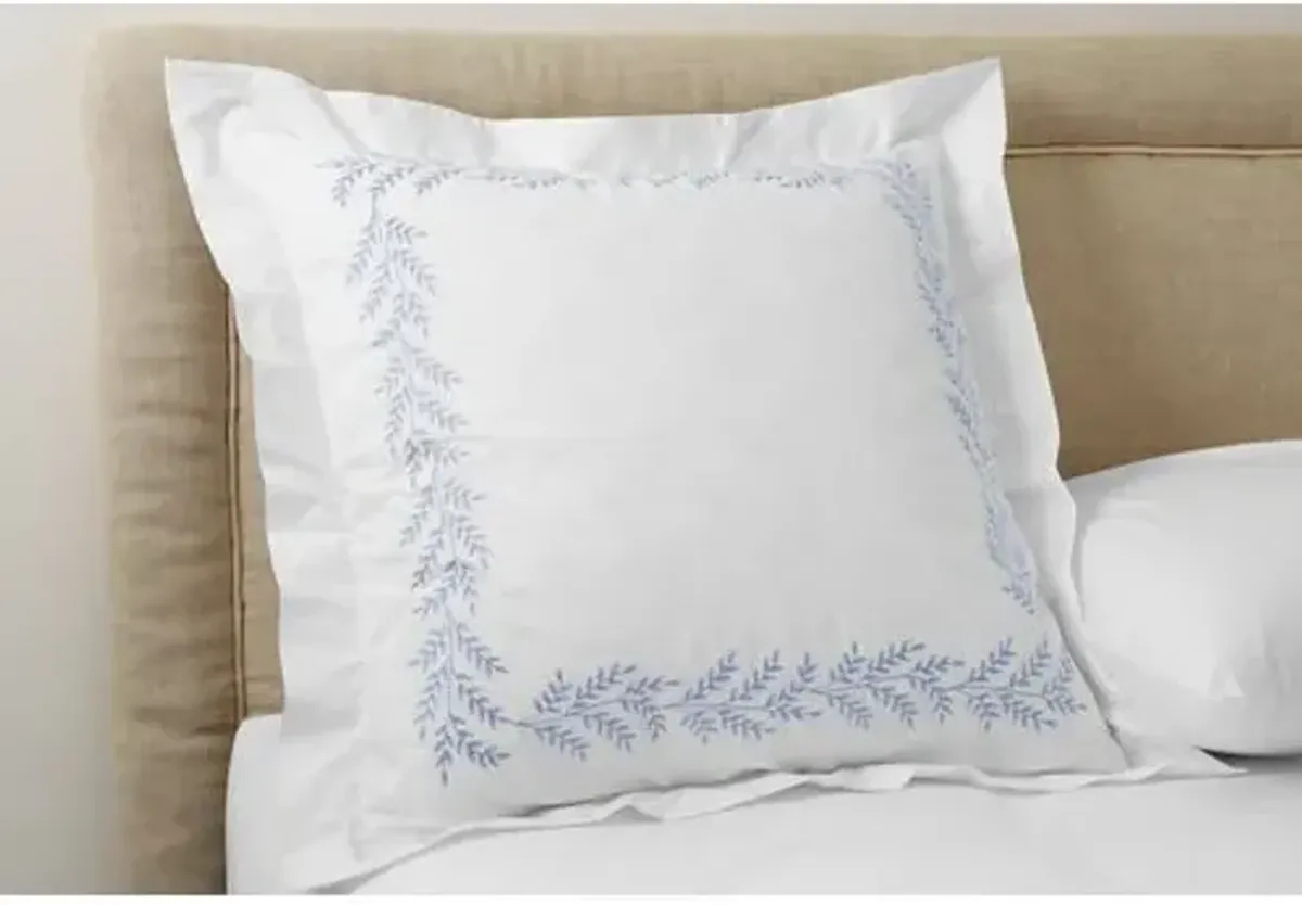 Willow Euro Sham - Blue - Hamburg House - White