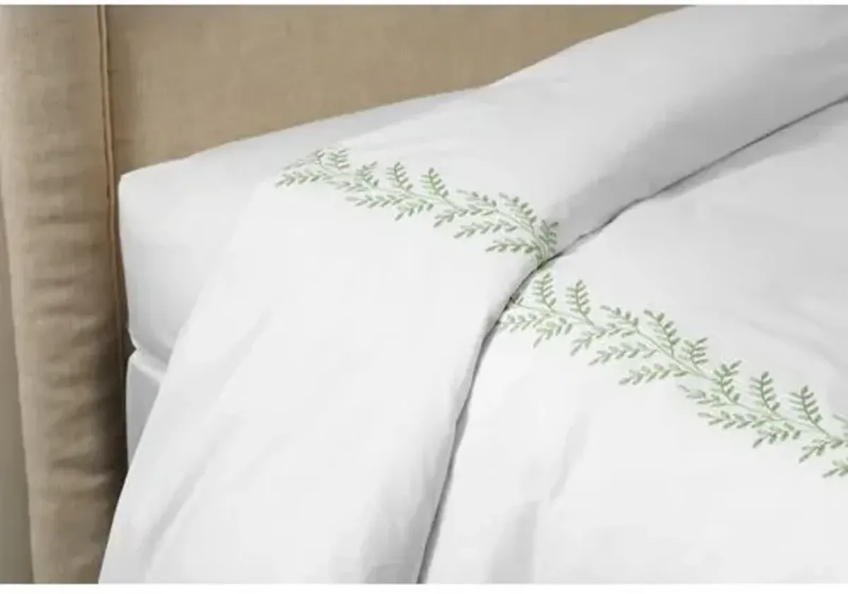 Willow Embroidered Duvet - Hamburg House - green