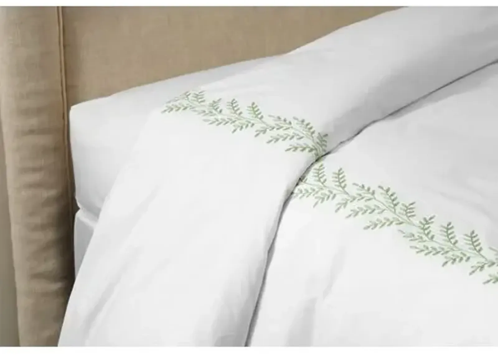 Willow Duvet - Green - Hamburg House - White