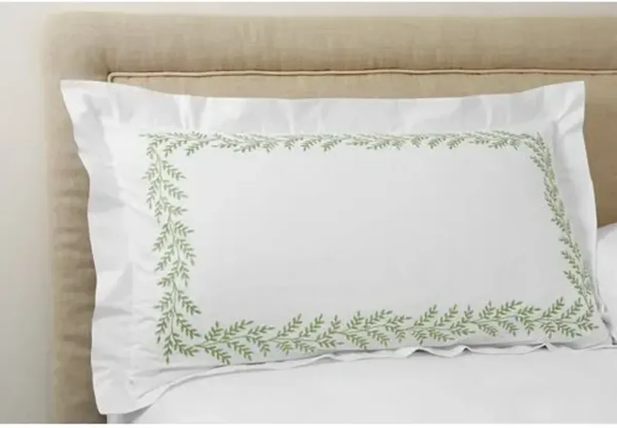 Willow Sham - Green - Hamburg House - White